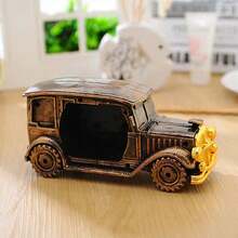 1pc Vintage Car Alarm Clock Plastic Desk Clock With Digital & Pointer Display - Bronze - View 3