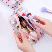 1 件 PVC 防水化妆刷收纳耐用透明化妆包便携式浴室包女士化妆包学生旅行盥洗包化妆包礼品化妆包收纳化妆包化妆包化妆包化妆盒适用于秋季家居装饰 - 彩色 - 查看 1