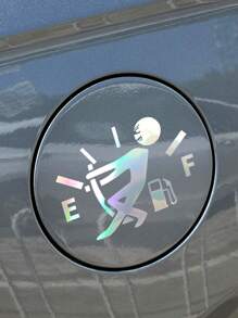 1pc Fuel Tank Cap Sticker Fuel Level Low Funny Reflective Vinyl Car Sticker Expressing Overfueling