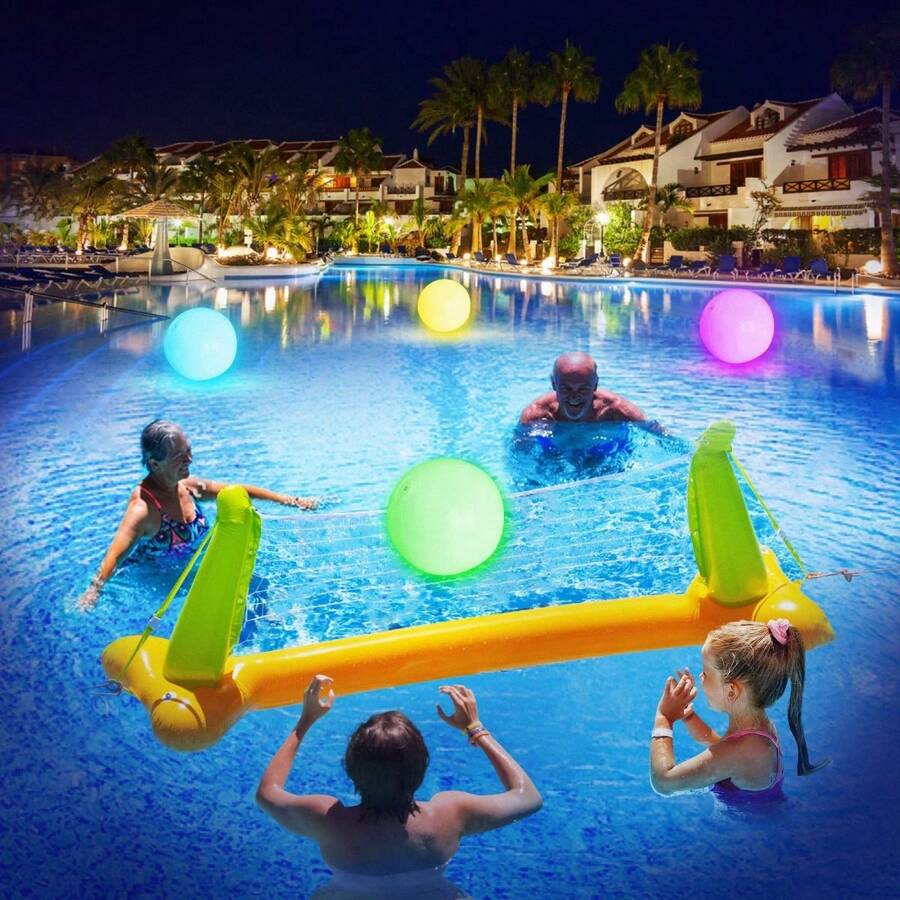 Pool Toys 4 Packs Light Up Beach Balls For Kids 8 Light Modes, Pool