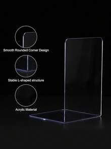 1/2/4/6pcs Acrylic Transparent Book Stand, Office Desk & Study Room Bookshelf Storage, Stylish Creative L-Shaped Desktop Organizer For Fixing Student Textbooks - White - View 3