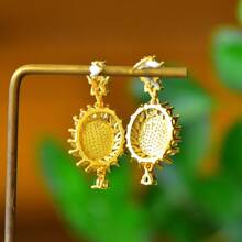 1 对天然玉石镀金优雅耳环，防过敏镀金祖母绿耳环，天然玉石装饰耳环，复古简约风格，精致的女士珠宝，珠宝周年生日母亲节礼物，送给女性妈妈妻子，配有精美礼盒。 - A1 - 查看 7