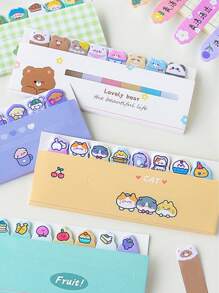 1 Pack (120 Sheets) Cute Animal Sticky Notes, Office And School Supplies, For Note-Taking In Books And Notebooks - White - View 1