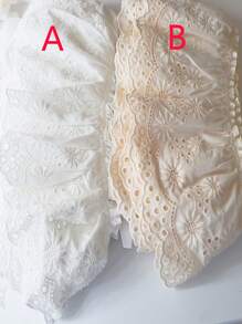 1 Yard Lace Embroidery Trim, 13.5CM Wide Hollow Embroidered Fabric Sewing DIY Decoration