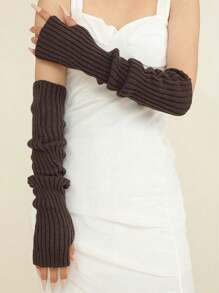 1 paire de manchettes épaisses pour femmes, gants sans doigts à design long pour l'automne et l'hiver, manches tricotées chaudes pour la protection contre le froid