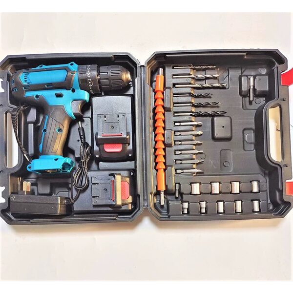 Taladro eléctrico recargable, taladro de litio para uso doméstico, destornillador eléctrico. Destornillador eléctrico multifuncional de mano.