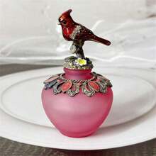 1 pieza Botella de perfume en forma de pavo real vintage de 40 ml con tapa de aleación, dispensador de aceite esencial vacío, para decoración del hogar, sala de estar, oficina (sin perfume, solo botella) - Rojo - Ver 6