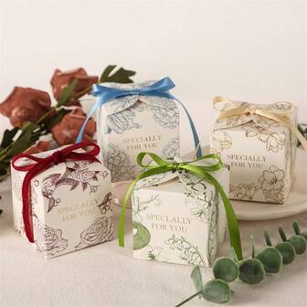 5pcs Creative Simple Wedding Candy Boxes, Small Favor Boxes For Wedding Guest Gifts