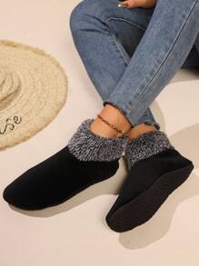 1pair Women's Floor Leg Warmers Winter Warmth Sock Set, Autumn/Winter, Thickened Knitted Line Sleep Leg Warmers With Soft Non-Slip Sole For Adults' Indoor Wear