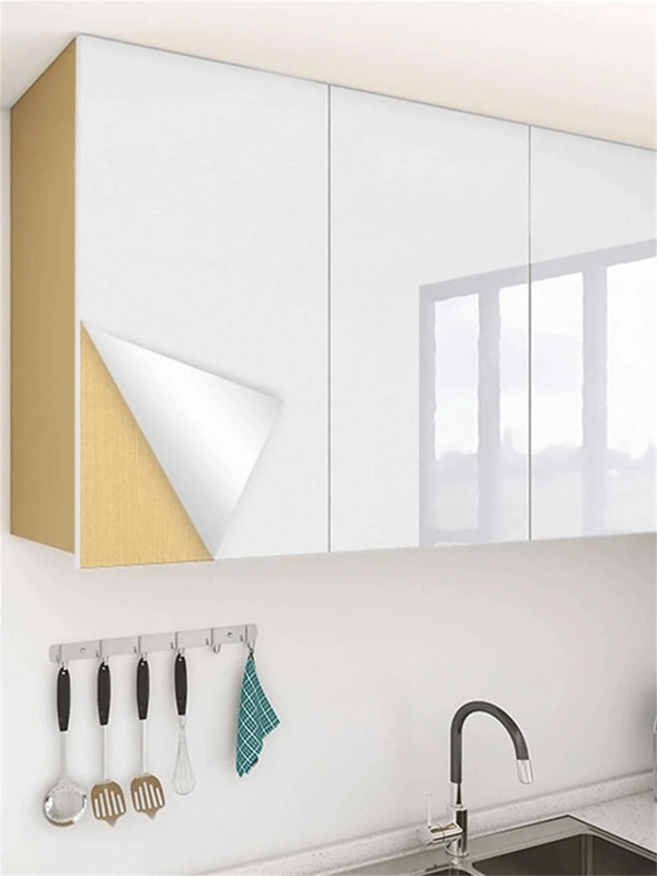 1 Roll PVC DIY Pearlescent Film Waterproof Wallpaper Room Self-Adhesive Black White Wardrobe Kitchen High Glossy Paste Furniture Wall Stickers, Stickers, Wall Decal, Vinyl Decal For Home Decorations, Spring Decoration Items Refresh Your Home, Festival Decoration Stickers Gifts Birthday Graduation Kitchen Decor