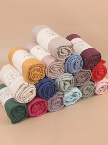 1 件纯色高品质抗皱柔软透气舒适头巾披肩适合女士长袍配饰 - 彩色 - 查看 9