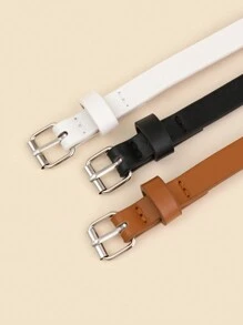 3件套银色方形扣女士时尚百搭装饰腰带，适合夏季、上学、秋季、万圣节等场合。 - 彩色 - 查看 4