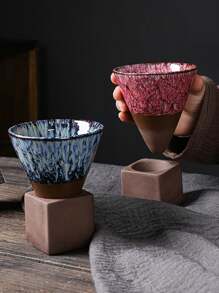 1 件粗陶咖啡杯，陶瓷高岭土创意三角锥形杯，容量 200 毫升，可盛卡布奇诺、拿铁、奶昔和酸奶，窑釉学校用品返校 - 創意三角盃 - 查看 11