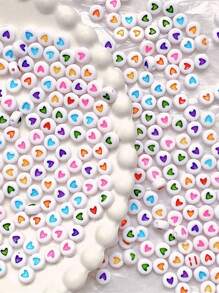 100/150 件 4 X 7 毫米圆形字母珠 A-Z 26 个字母珠，适用于 DIY 友谊手链和礼物纪念品珠宝制作 - 混合色愛心 - 查看 2