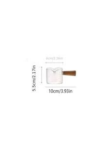 1pc Glass Coffee Measuring Cup With Scale Marks, Italian Kawada Espresso Extraction Cup With Wooden Handle, Dual Spouts Back To School