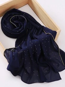 1 chiếc khăn choàng hijab bằng vải voan trơn đính đá và mắt xích dày cho nữ - Nhiều màu - Xem 12