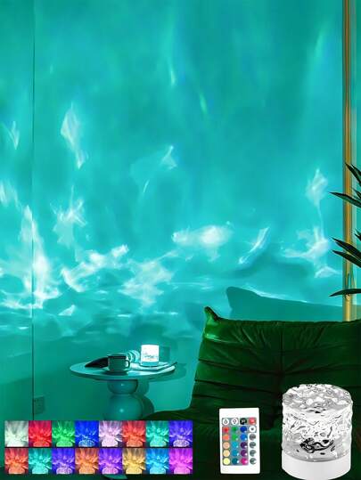 1pc Dreamy Flame & Water Wave Rotating Projector Lamp, Multi-Color Modes, Versatile Atmosphere Projector Night Light, Perfect Romantic Gift For Birthday & Holidays