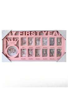 1 件“我的第一年”婴儿儿童成长记录相框，塑料刻字一岁纪念相框，可用于墙壁或桌面装饰婴儿洗礼家庭装饰礼物婴儿洗礼复活节礼物，适合女孩/男孩