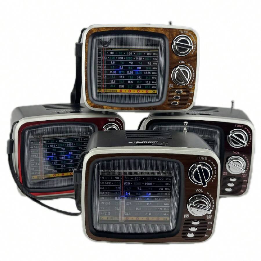 Rádio Am Fm Bluetooth Retro Vintage Tv Usb Radinho Recarregável Caixa de som AD-078 - Preto - Visão 1