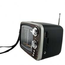 Rádio Am Fm Bluetooth Retro Vintage Tv Usb Radinho Recarregável Caixa de som AD-078 - Preto - Visão 3