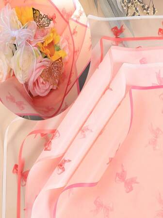 20张全新防水半透明哑光花卉礼品包装纸，带蝴蝶结，适用于情人节、婚礼、母亲节、父亲节、毕业典礼、节日派对等场合的玫瑰花束装饰