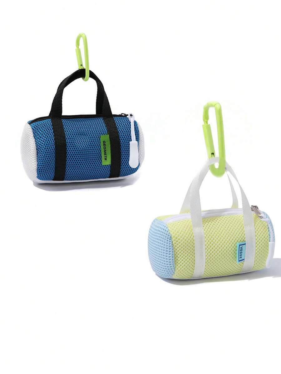 1入組迷你戶外耳機收納袋，帶鑰匙扣，適用於遠足、跑步、旅遊、健身房，可愛的包精緻的鑰匙包袋