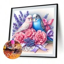 5D鑽石畫套件，鸚鵡圖案，適合成年人或初學者使用，全鑽透，熱熔膠DIY十字繡藝術手工藝品，適用於家居牆壁裝飾 - 彩色 - 查看 2