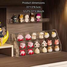 1入組可愛穀物展示盒，亞克力水果和蔬菜零零縫包，迷你盲盒架，存放小裝飾品，透明手柄櫥柜 - 彩色 - 查看 8