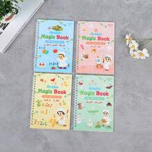 1 本书 + 1 支笔 + 5 支替换芯 + 1 支笔握儿童可重复使用的凹槽字帖，通过舒适的描摹、常用单词、凹槽和练习来练习书写技巧学校、学生、文具、学校用品 - 彩色 - 查看 3