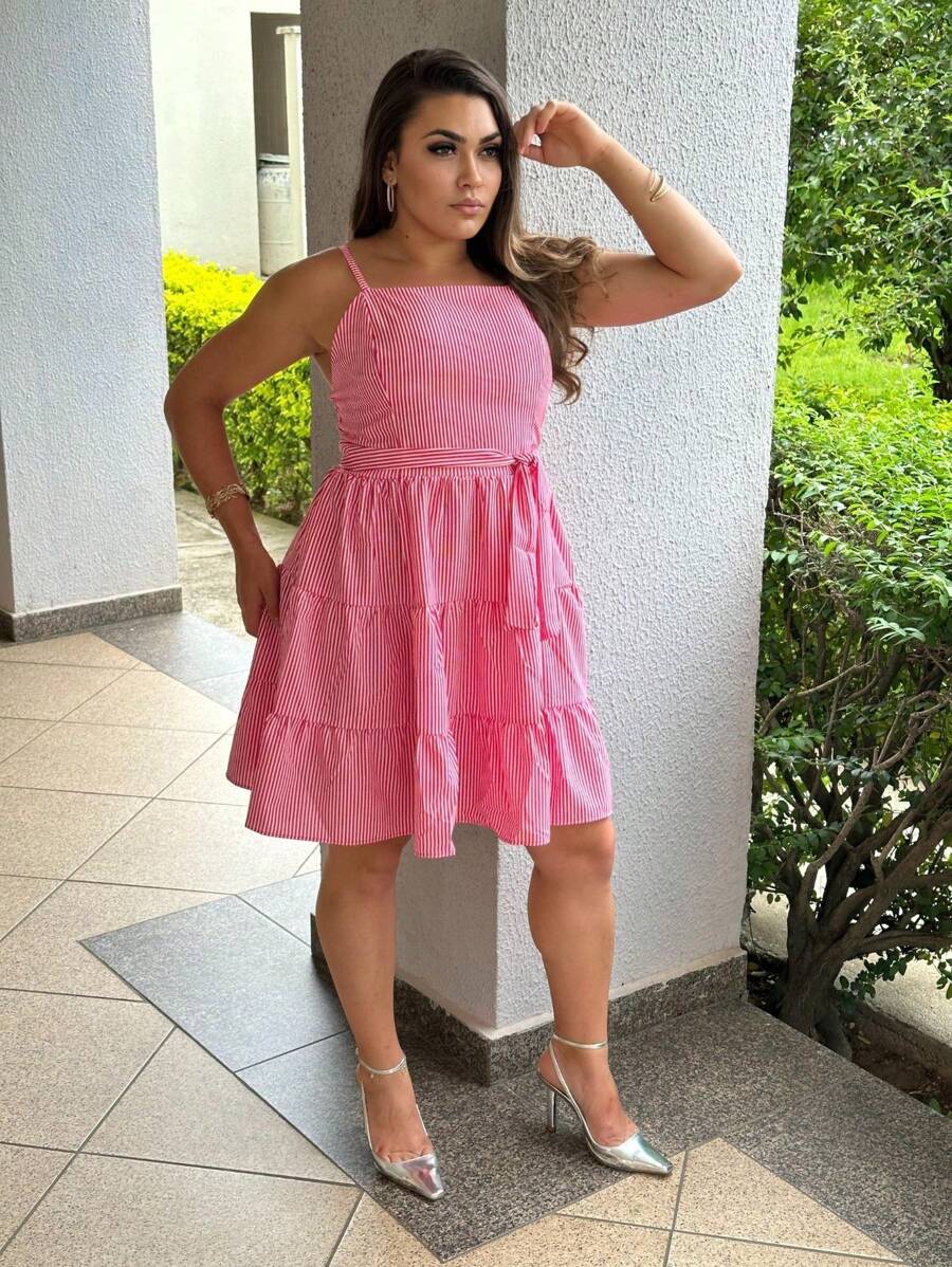 Women Short Dresses - 玫紅色 - 查看 1