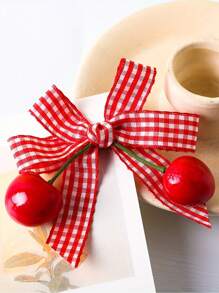2 piezas de pasador de pelo de cocodrilo con lazo de cinta a cuadros rojos para niños, un accesorio diario lindo