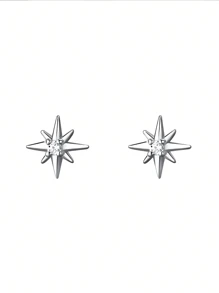 Star Zirconia Small Piercing Stud Earring 925 Sterling Silver Fine Jewelry Chic Zirconia Star Shape Earrings