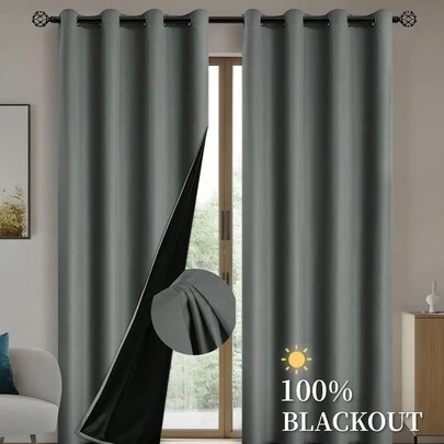 1pc/2pcs Blackout Curtains With Thermal Insulated Coating Lining, Suitable For Living Room, Bedroom, Kitchen, Bathroom, Home Decor, Room Decor