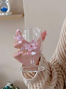 1pc Butterfly Stem Champagne Glass, Cocktail Wine Glass, High Borosilicate Glass Cup, Suitable For Dessert Shop, Home, Office, Gifts