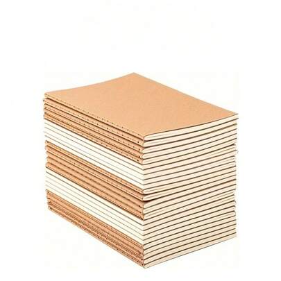 20pcs Mini Kraft Paper Notebooks - Perfect For Travel, School And Office - Unlined/Lined Blank Pages - 5.12 X 3.54 Inches - Memo Book, Diary - Brown Cover, Back To School Supplies