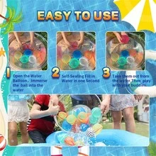 Globos de agua reutilizables para actividades al aire libre de niños, globos de agua recargables de llenado rápido con carga magnética, juguetes de agua sin látex para niños en la playa y piscina, juguete de verano de globos de agua auto sellantes para diversión - Multicolor - Ver 3