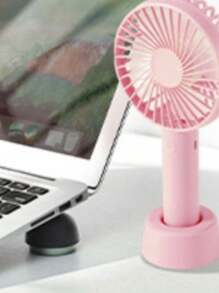 3 Pcs Mini Ventilador Pilha 3 Velocidades Recarregável Usb Led Portátil - Rosa chiclete - Visão 3