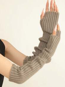 1 paire de manchettes épaisses pour femmes, gants sans doigts à design long pour l'automne et l'hiver, manches tricotées chaudes pour la protection contre le froid