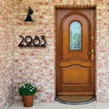 Mid Century Metal House Number Sign Modern Address Sign Address Number Sign Address Numbers MCM Style House Numbers - Style A17 Multi-Functional, Reusable, Ornamental Exquisite, Contracted, High-Quality, Vintage Custom, Personalized, Unique Ideal Gifts For Him Her For Graduation, For Weddings, For Housewarming Living Room, Bedroom, Tea Room, Home, Dining Room, Office, School Birthday - Black - View 4