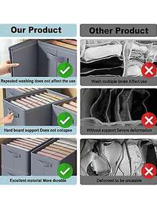 Thickened Fabric Underwire Storage Box, Home Foldable Fabric Bedroom Desk Wardrobe Clothes Storage Organizer - Multicolor - View 10