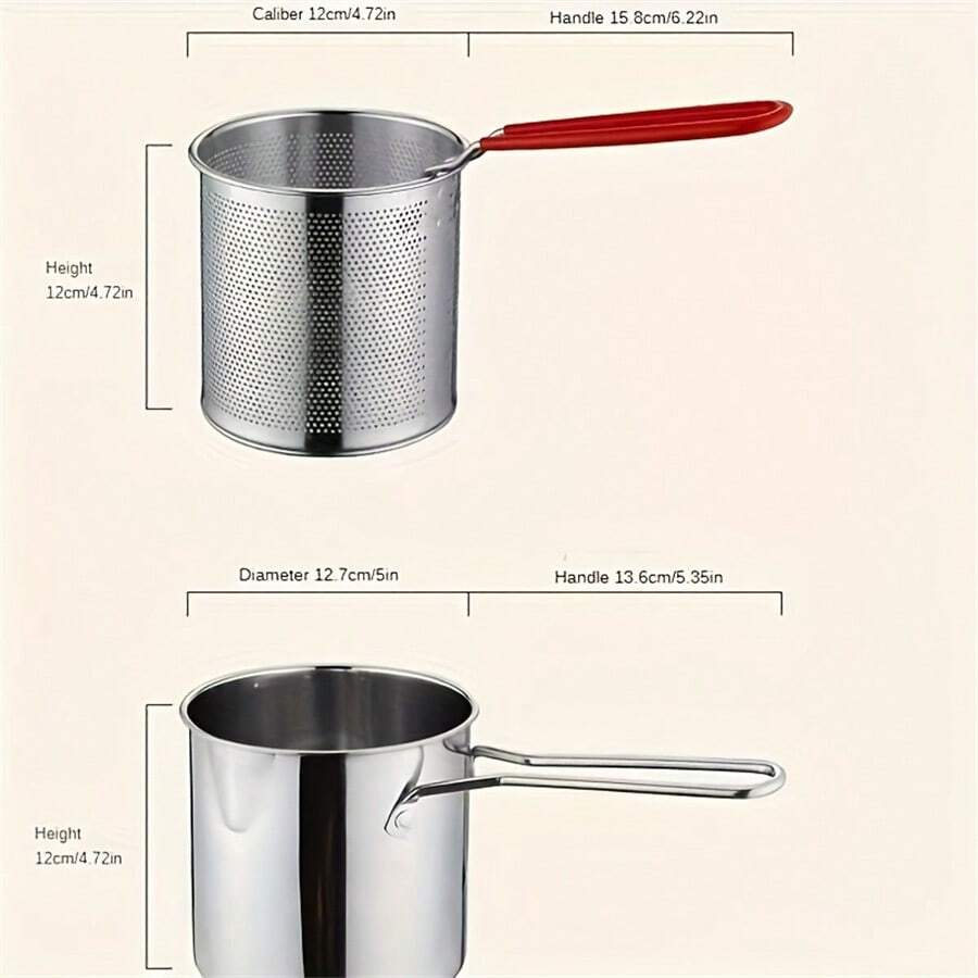 Stainless Steel Deep Fryer With Strainer Basket Multifunctional