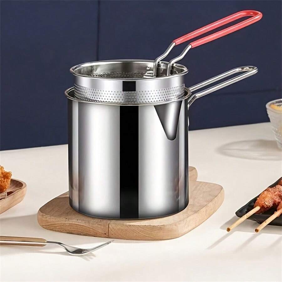Stainless Steel Deep Fryer With Strainer Basket Multifunctional