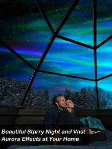 1 Đèn chiếu ngôi sao Aurora mát mẻ, Chiếu sao, Ánh sáng xung quanh sân khấu, Trang trí phòng ngủ, Trang trí phòng khách, Đèn chiếu ngôi sao với 7 chế độ màu và điều khiển từ xa - màu đen - Xem 7