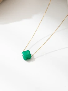 2pcs Flower Natural Stone Women 18K Gold Plated Stainless Steel Thick Stud Earrings, 4 Petal Floral Design Valentines