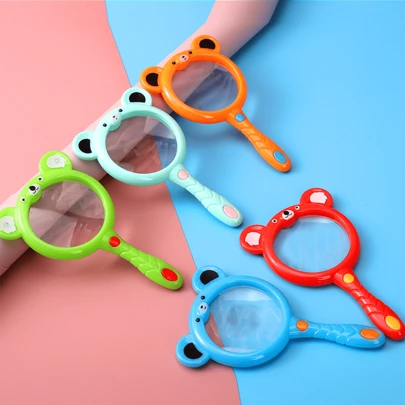 1pc Random Color Cartoon Magnifying Glass Creative Educational Science Observation Experiment Tool Handheld Magnifier,Back To School