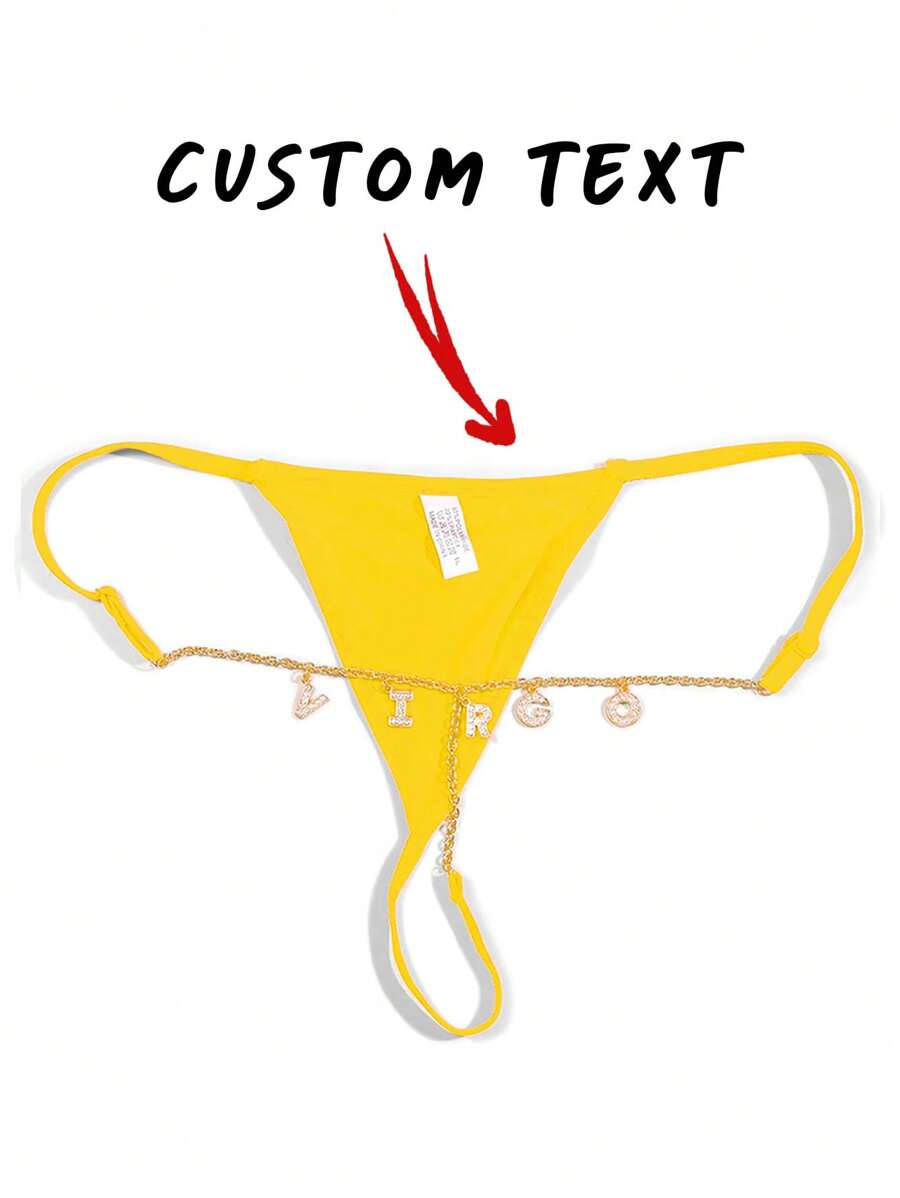 Custom Thong G-Strings With Gold Charms Name • Personalized Charm Thong ...