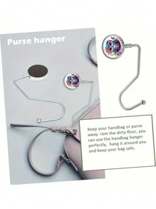 1pc Chic Watercolor Owl Purse Hook Hanger - Portable Tabletop Bag Stand, Handbag Storage Accessory For Women, Unique Gift Idea - Multicolor - View 5