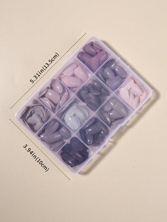288 piezas (12 colores mixtos) Uñas postizas cortas ovaladas de color nude y gris, puntas acrílicas falsas de cobertura completa con caja de almacenamiento, adecuadas para uso diario y de fiesta de mujeres y niñas