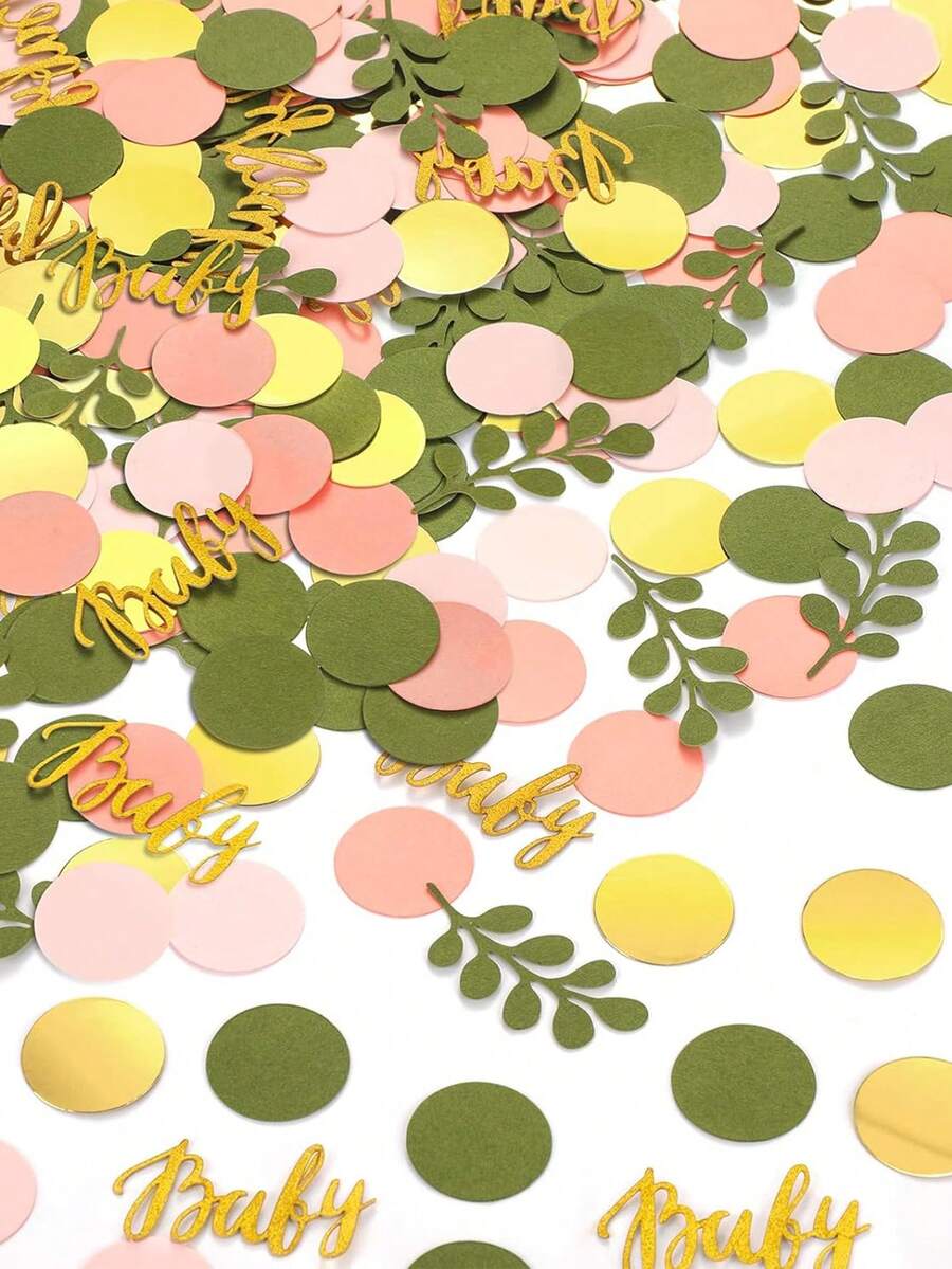 100入組綠色/粉色/金色生日派對性別揭示彩帶桌面裝飾