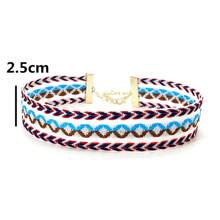 尼泊爾波西米亞風格多彩藍鑽紋短鏈藝術女項鍊，復古彩虹編織友誼珠寶